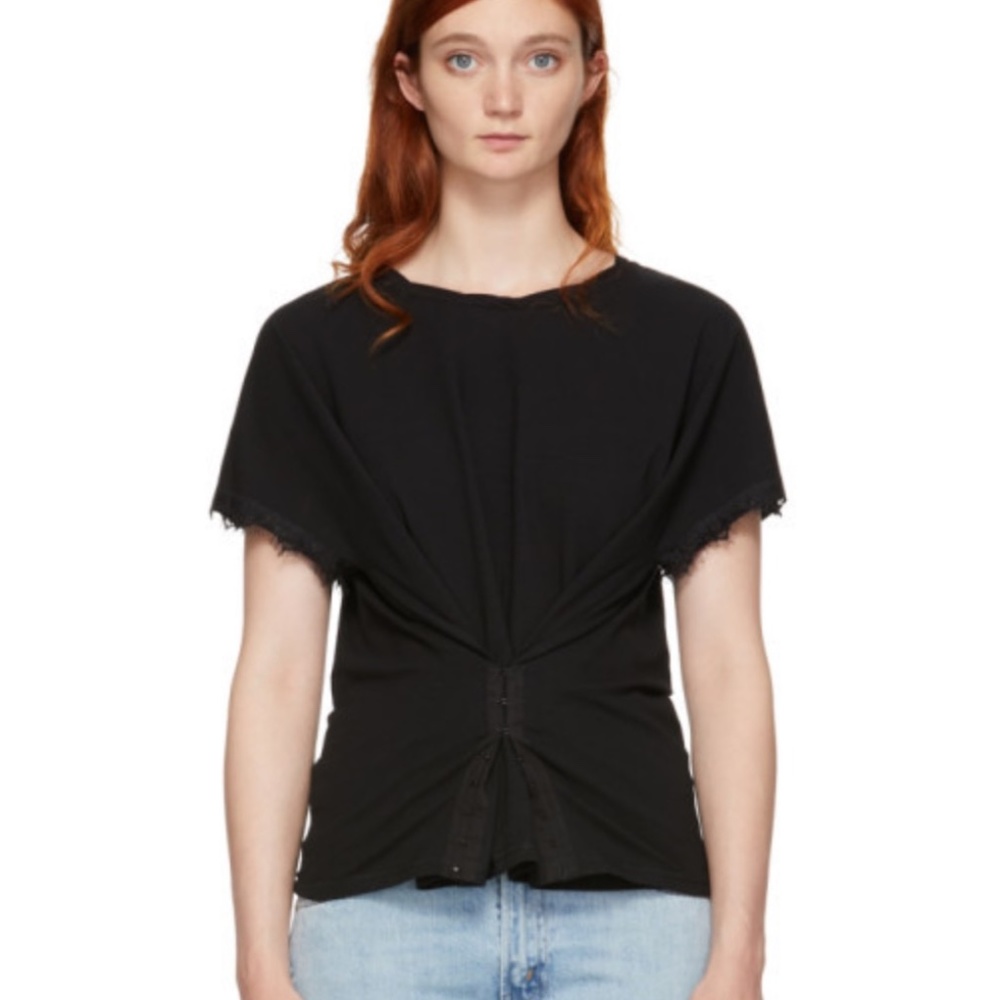 Opening Ceremony Black Hook and Eye T-Shirt Lace Trim two-way oversized top NWT